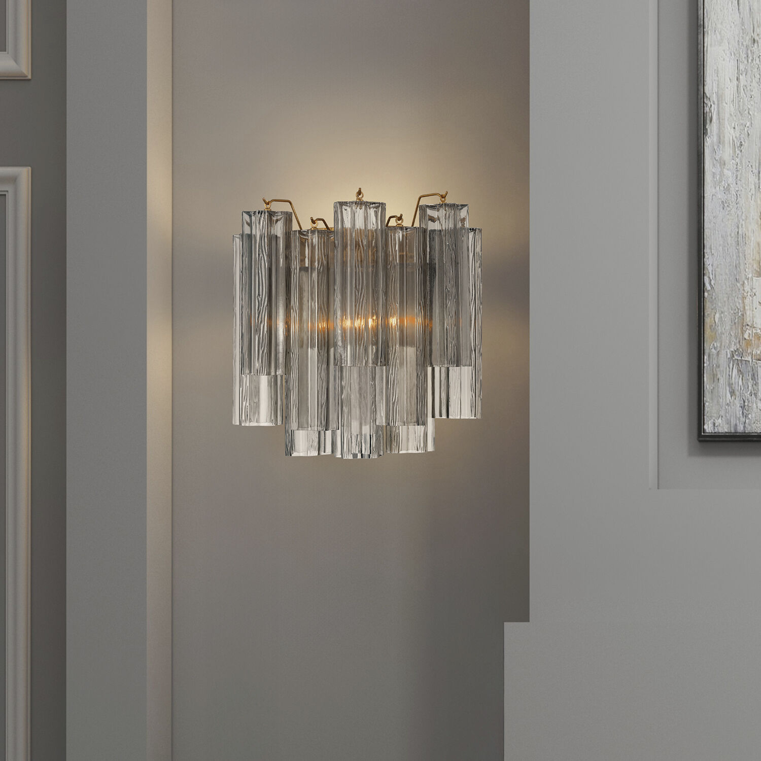 Addis Bath Wall Light in Aged Brass, Smoke