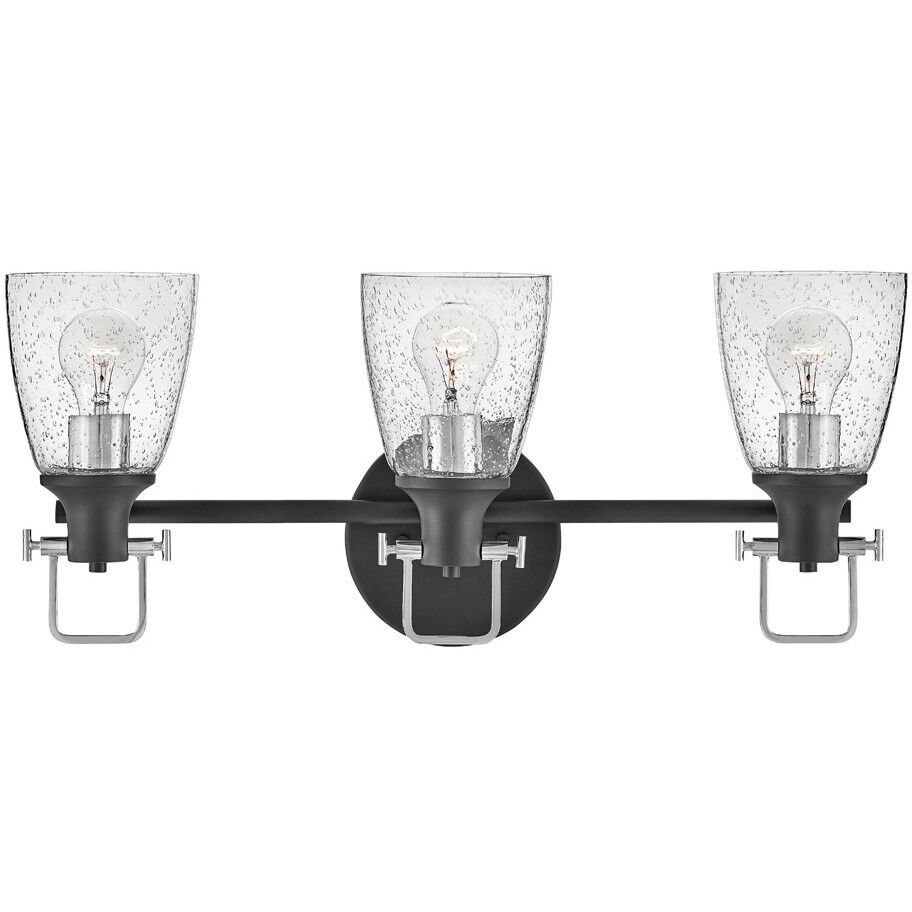Easton 3 Light 24 inch Black with Chrome Vanity Light Wall Light in Black/Chrome