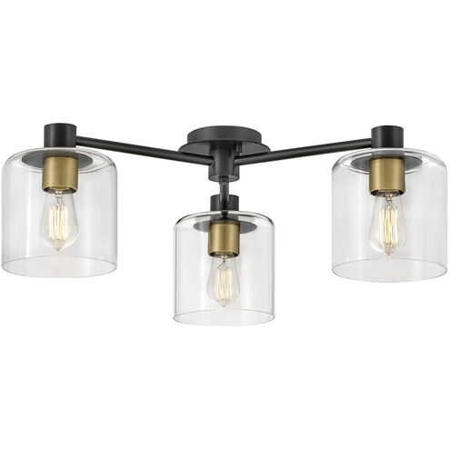 Axel LED 30 inch Black with Heritage Brass Indoor Semi-Flush Mount Ceiling Light