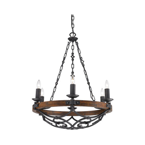 Madera 6 Light 28 inch Black Iron Chandelier Ceiling Light