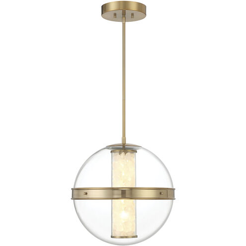 Divinely LED 16.75 inch Celeste Brass Pendant Ceiling Light