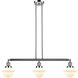 Franklin Restoration Small Oxford 3 Light 40 inch Polished Nickel Island Light Ceiling Light in Matte White Glass, Franklin Restoration