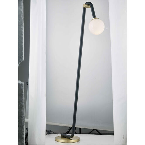 Whit 60 inch 60.00 watt Aged Brass/Black Floor Lamp Portable Light