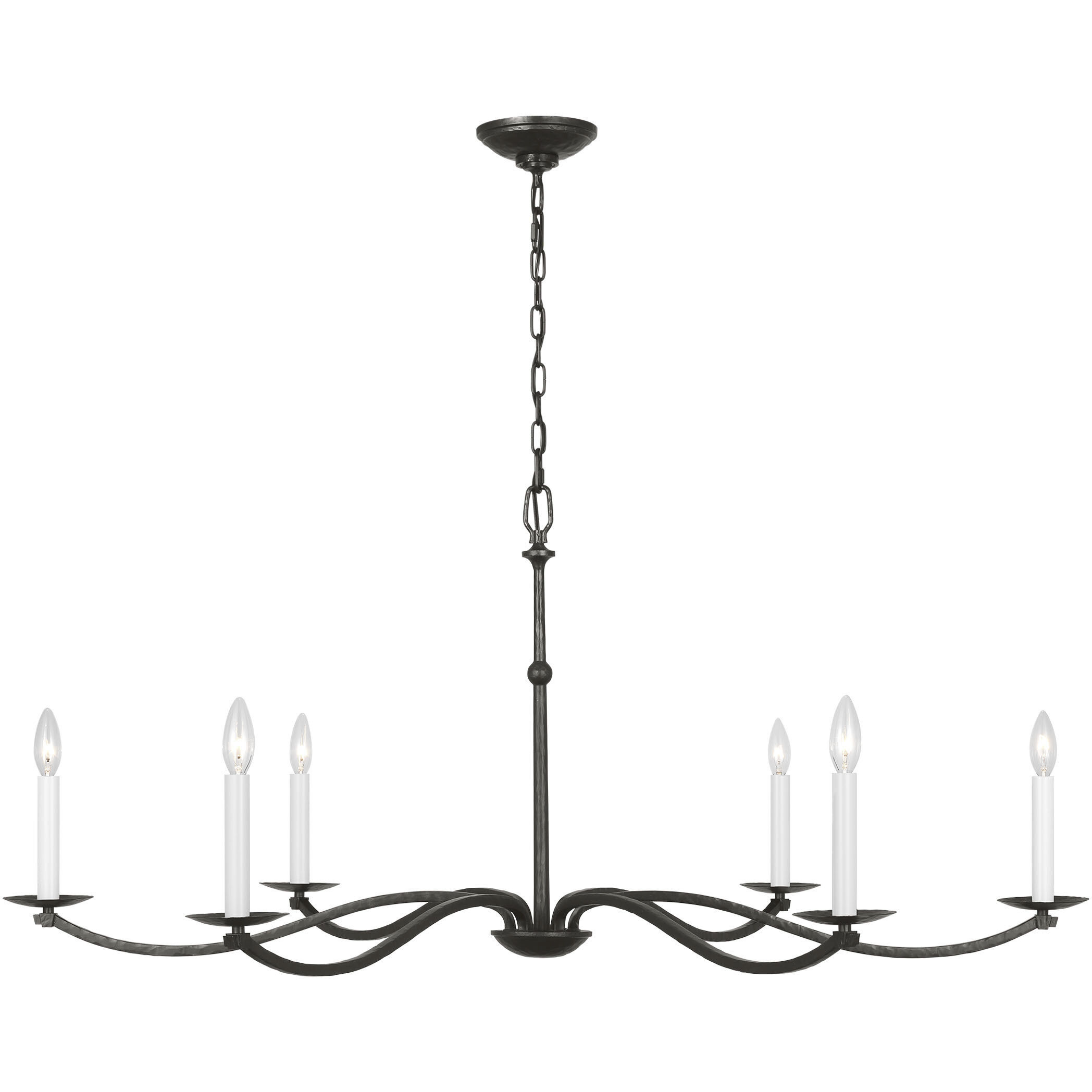 C&M by Chapman & Myers Wellen 6 Light 48 inch Aged Iron Chandelier Ceiling Light
