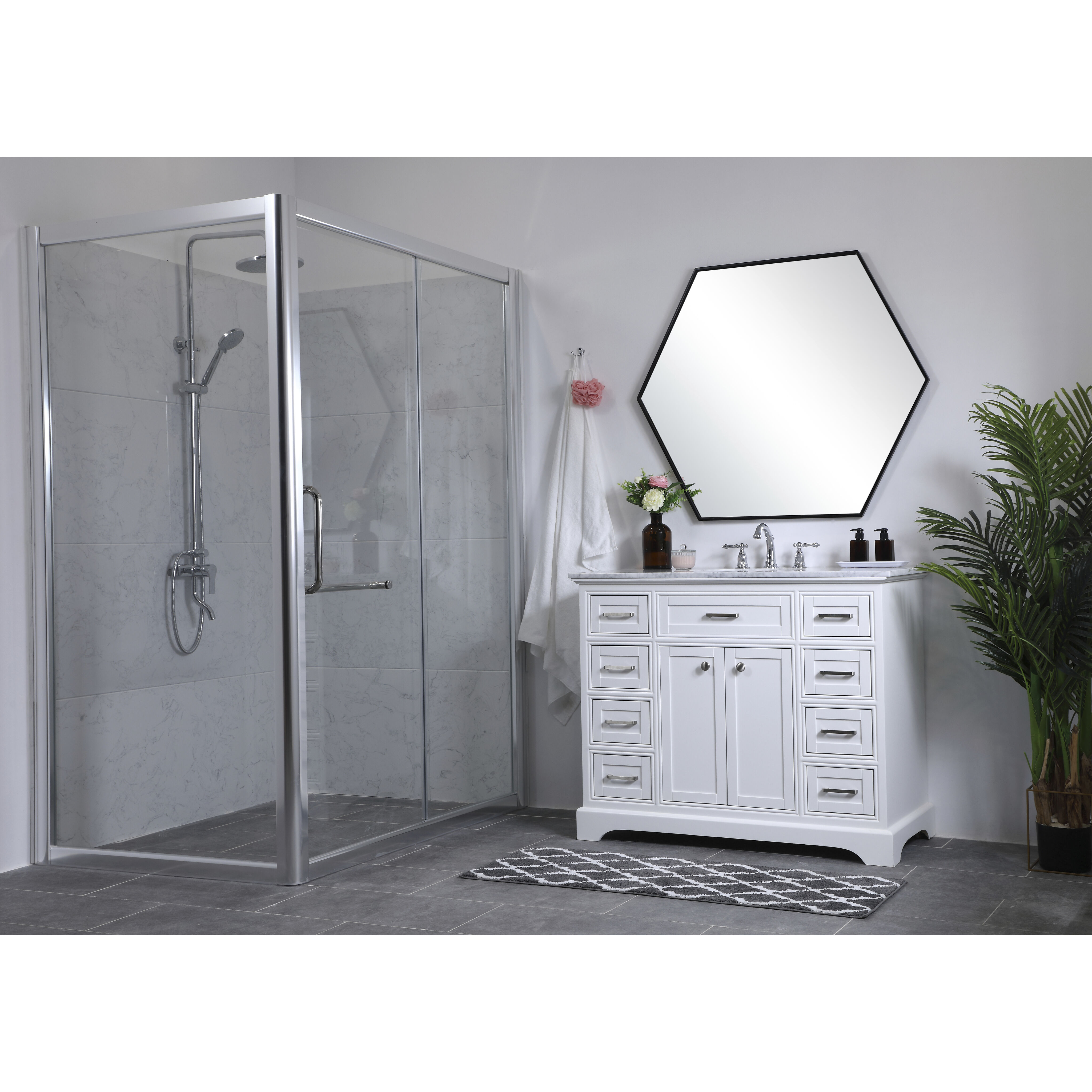 Americana 84 X 22 X 70 inch White Vanity Sink Set