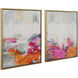 Color Theory Magenta and Tangerine and Charcoal and White Framed Abstract Art, Set of 2
