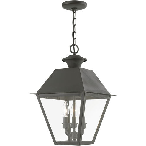 Wentworth 3 Light 12 inch Charcoal Outdoor Pendant Lantern, Large