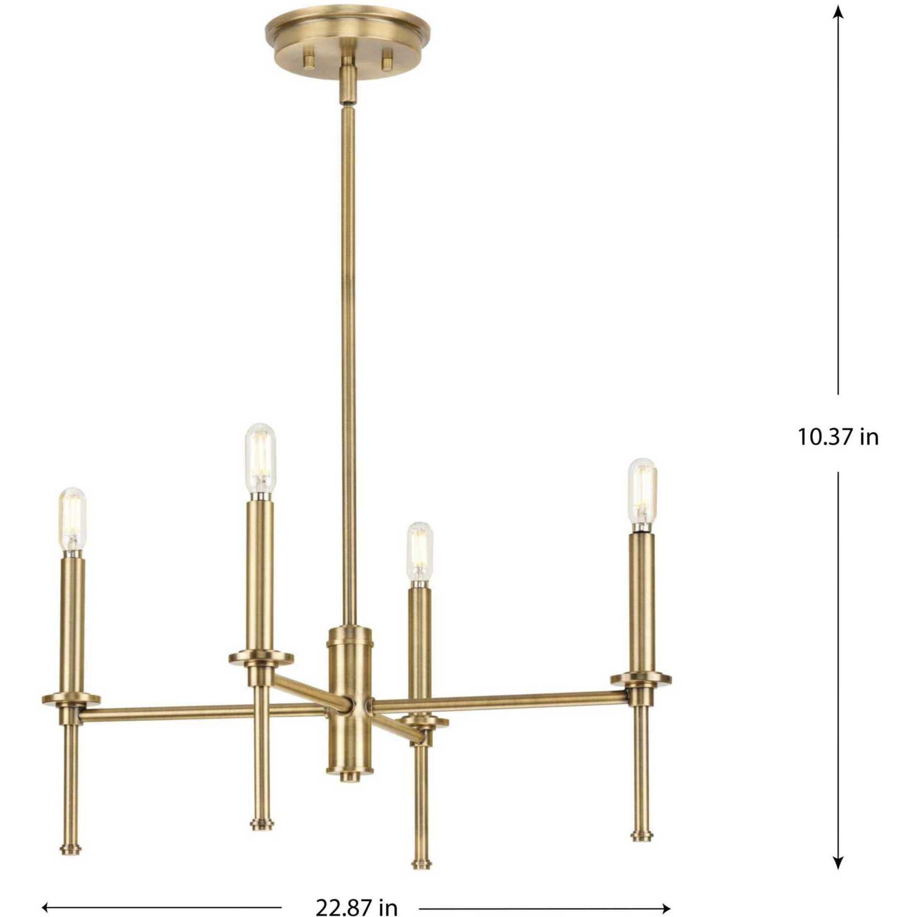 Elara 4 Light 23 inch Vintage Brass Chandelier Ceiling Light