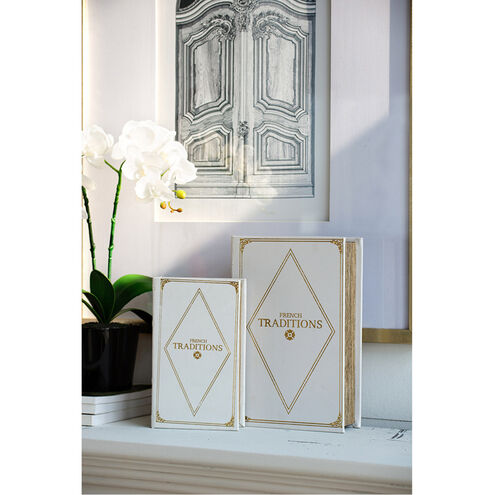 Book 7 X 3 inch White/Gold Decorative Box