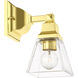 Mission 1 Light 5 inch Polished Brass Sconce Wall Light