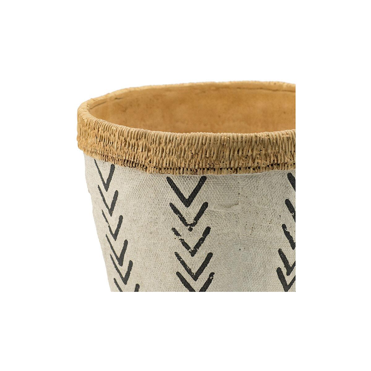 Round Natural and Black Outdoor Planter