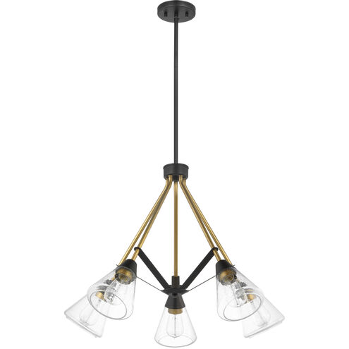 Starlight 5 Light 28.13 inch Matte Black and Natural Brass Chandelier Ceiling Light