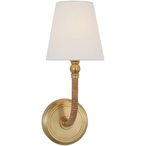 Chapman & Myers Basden LED 5.5 inch Antique-Burnished Brass and Natural Rattan Sconce Wall Light, Medium