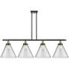 Ballston X-Large Cone 4 Light 48 inch Black Antique Brass Island Light Ceiling Light in Clear Glass