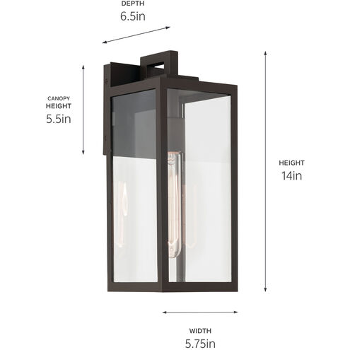 Branner 1 Light 14 inch Olde Bronze Outdoor Wall, Small
