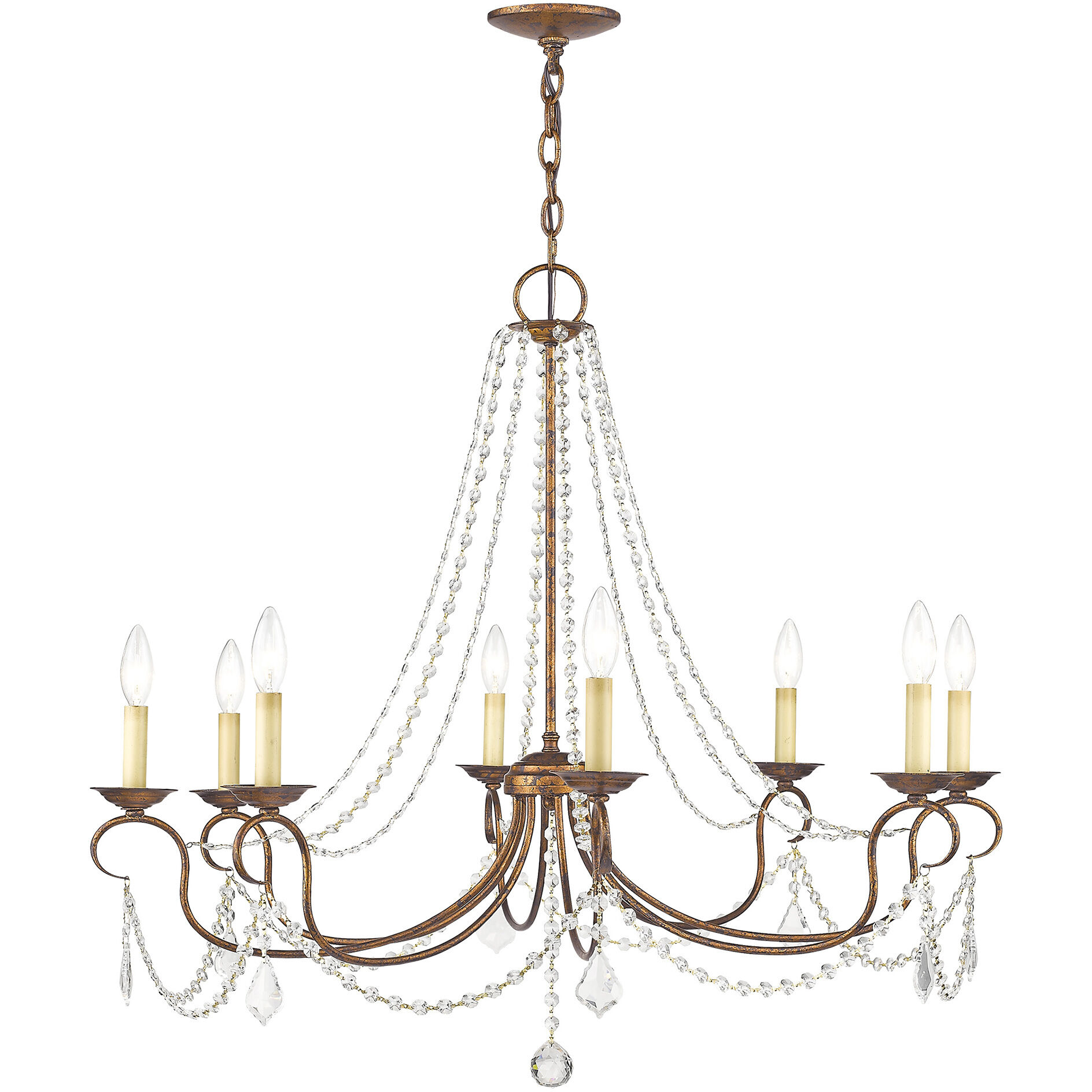 Pennington 8 Light 34 inch Hand Applied Venetian Golden Bronze Chandelier Ceiling Light