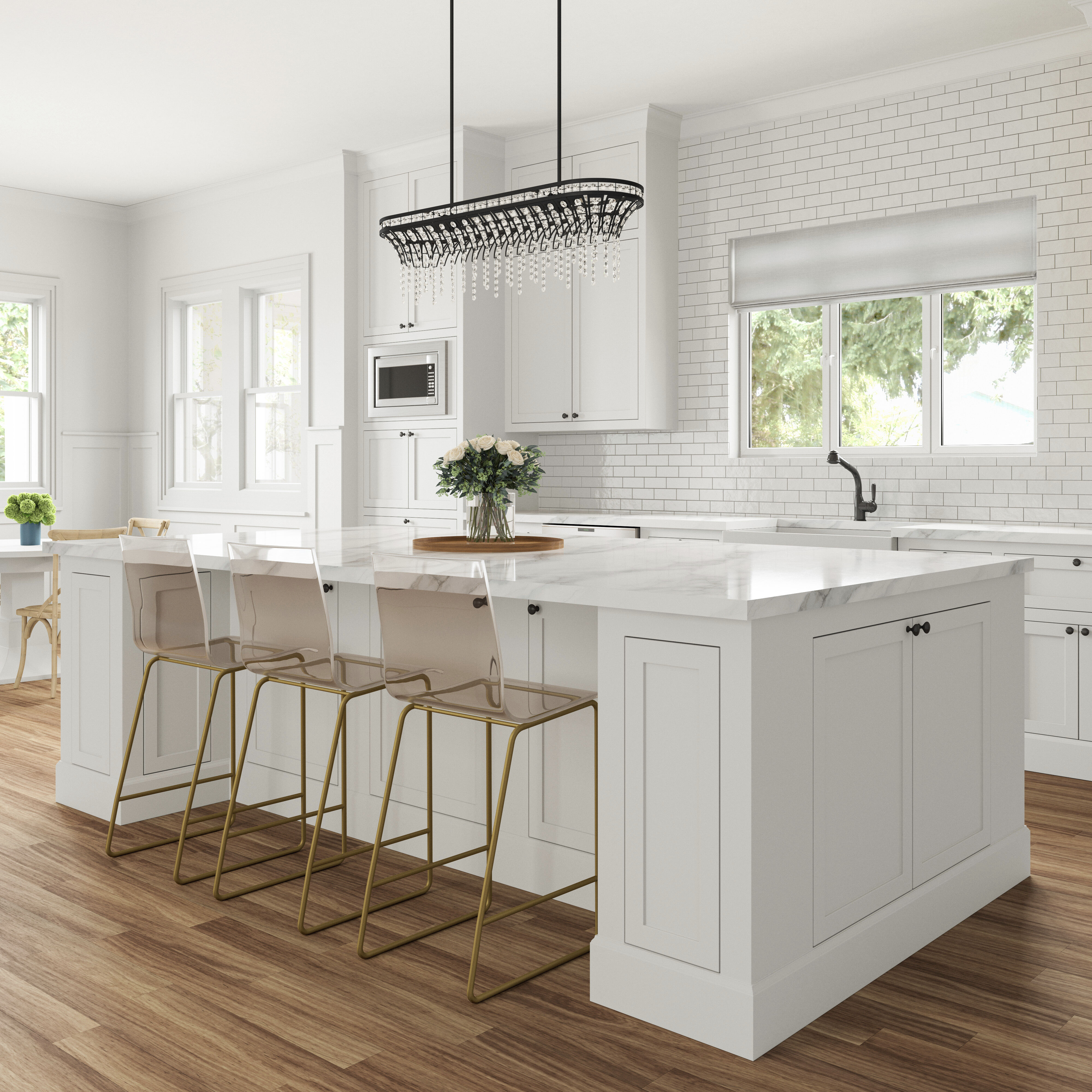 Fantania 4 Light 36 inch Matte Black Linear Chandelier Ceiling Light