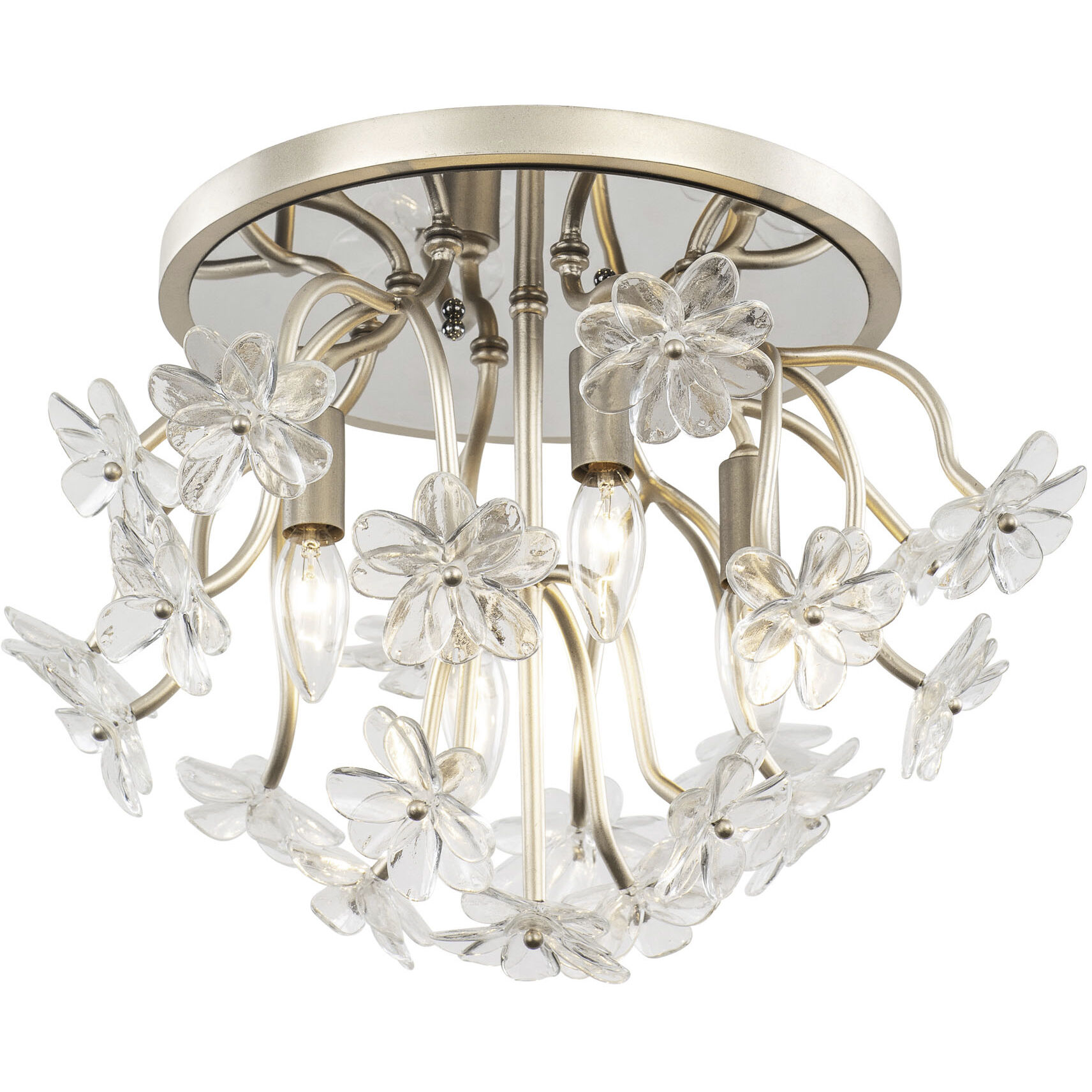 Wildflower 4 Light 19 inch Gold Dust/Artifact Semi-Flush Ceiling Light, Smithsonian Collaboration