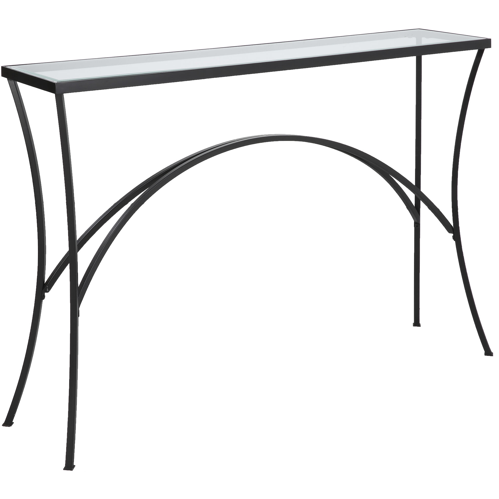 Alayna 48 inch Satin Black and Clear Glass Console Table