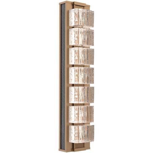 Tessera Sconce Wall Light in 2700K LED, Novel Brass with Dark Oak, Wave Cast, Medium