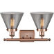 Ballston Large Cone 2 Light 16 inch Antique Copper Bath Vanity Light Wall Light in Plated Smoke Glass
