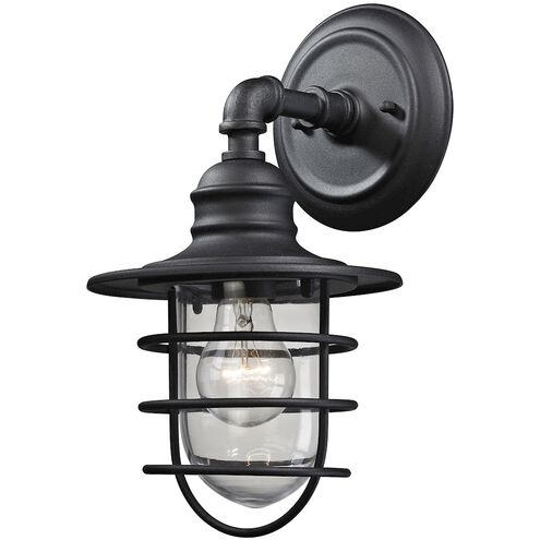 Vandon 1 Light 13 inch Textured Matte Black with Clear Outdoor Wall Sconce