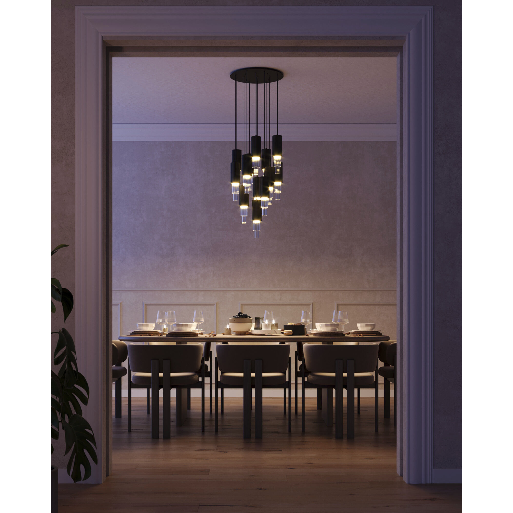 Alora Mood Bordeaux Multi Pendant Ceiling Light in Matte Black
