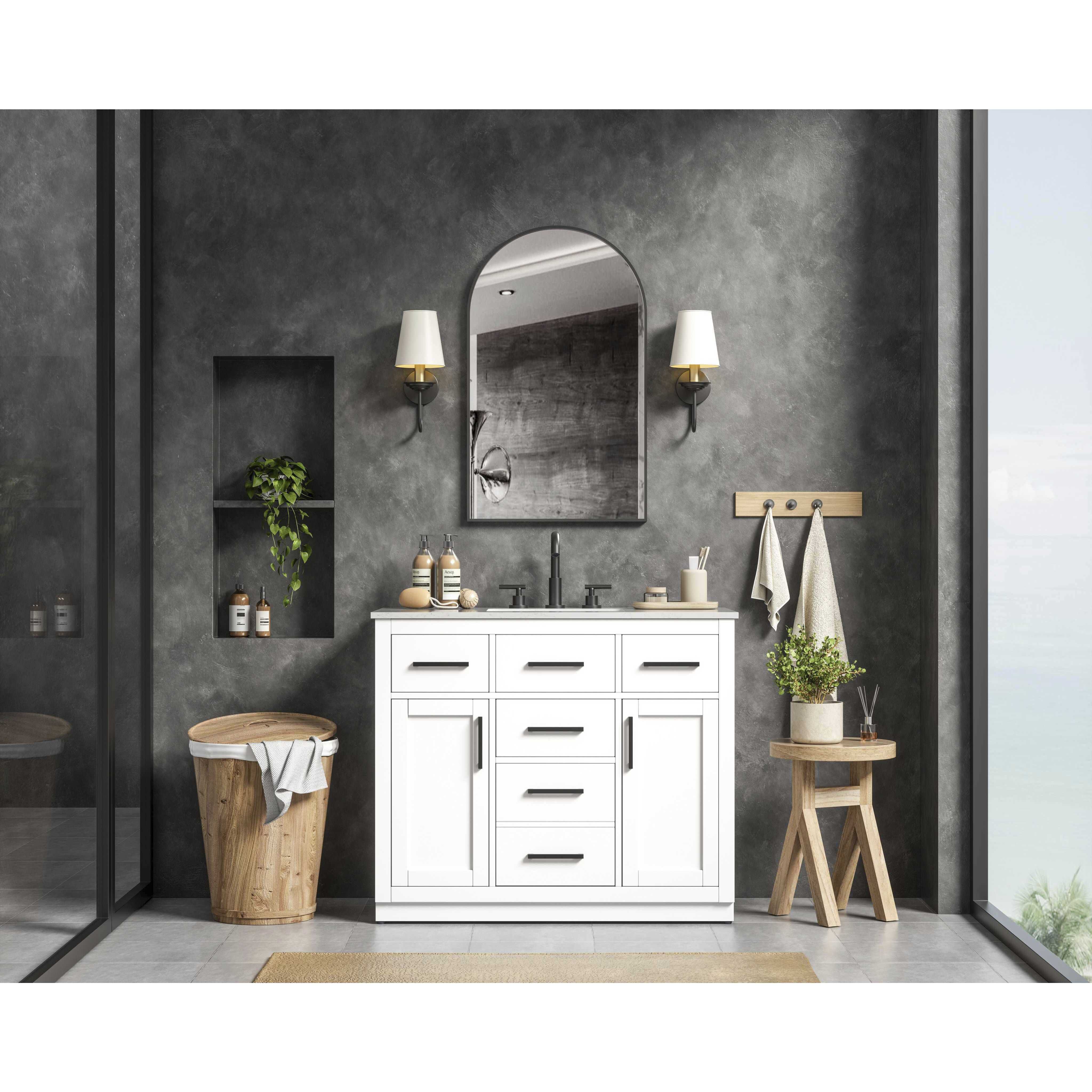 Alden 42 X 35 inch White Bathroom Vanity Cabinet