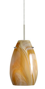 Pera LED Satin Nickel Pendant Ceiling Light in Honey Glass