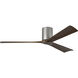 Atlas Irene-3H 60 inch Brushed Nickel with Walnut Tone Blades Flush Mount Paddle Fan, Flush Mounted