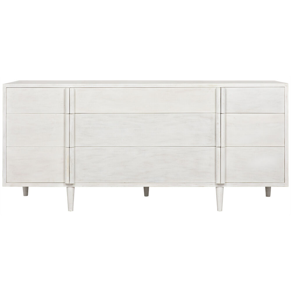 Morten White Wash Dresser, 9 Drawer