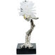 Sitting Bird on Branch Silver and Black Décor