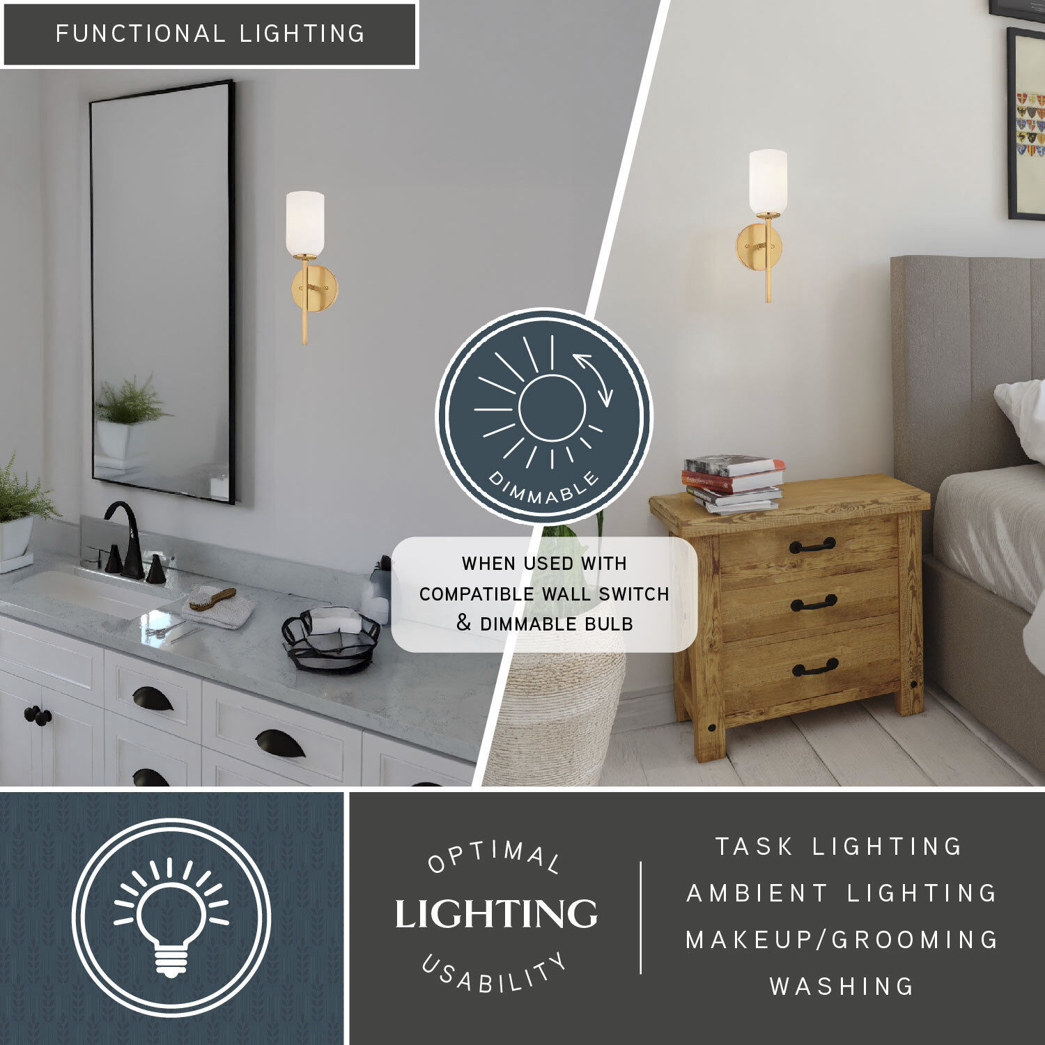 Shelby LED 6 inch Natural Brass Bathroom Light Wall Light