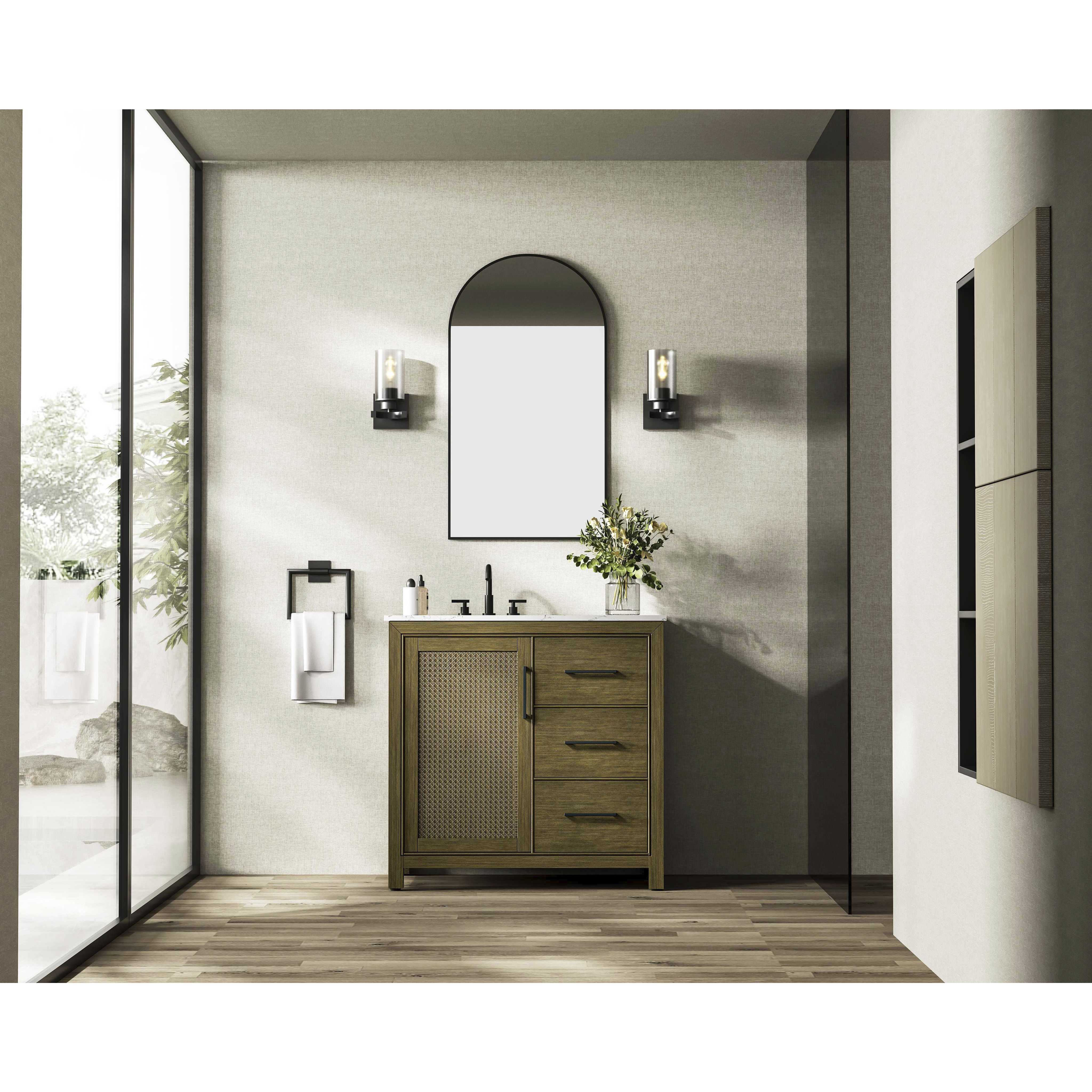Alina 36 X 34 inch Hazel Oak Bathroom Vanity Cabinet