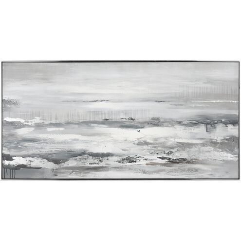 Renew Gray with White and Silver Framed Wall Art