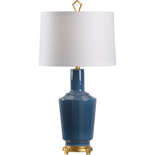 MarketPlace 32 inch 100 watt Turkish Blue Glaze Table Lamp Portable Light