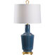 MarketPlace 32 inch 100 watt Turkish Blue Glaze Table Lamp Portable Light