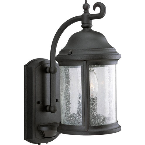 Motion Sensor 2 Light 15 inch Textured Black Outdoor Wall Lantern