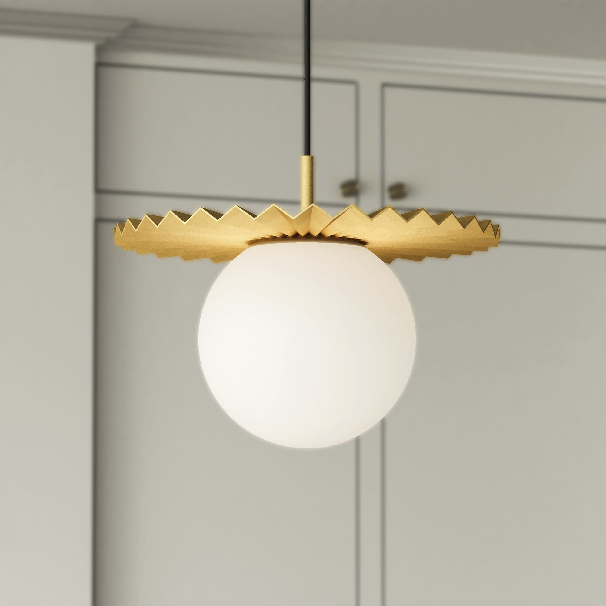 Alora Mood Plume 1 Light 13.88 inch Brushed Gold/Opal Matte Glass Pendant Ceiling Light