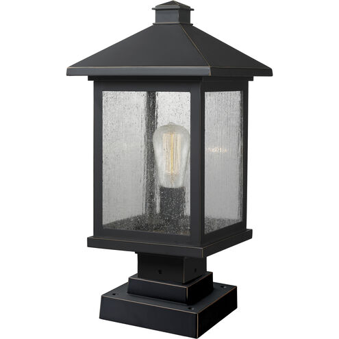 Portland 1 Light 19.5 inch Oil Rubbed Bronze Outdoor Pier Mounted Fixture in Clear Seedy Glass, 5.94