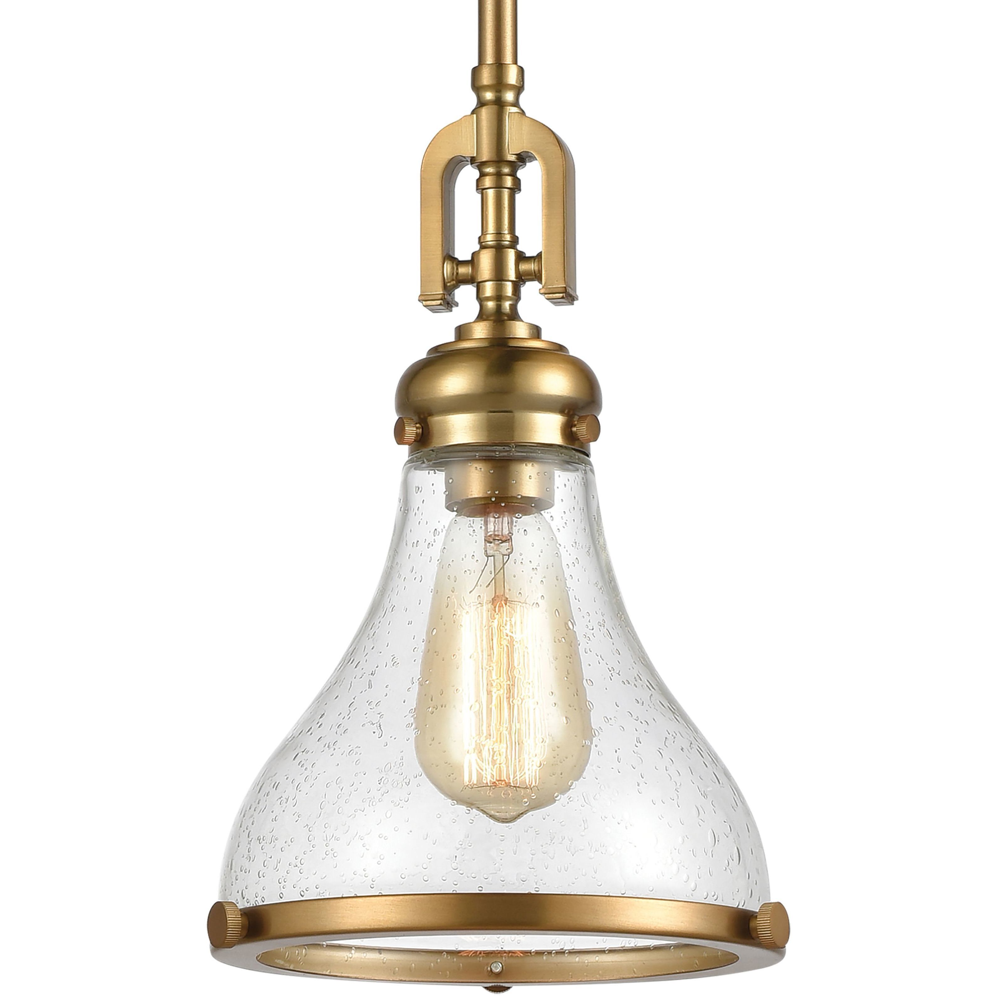 Rutherford 1 Light 9 inch Satin Brass Mini Pendant Ceiling Light