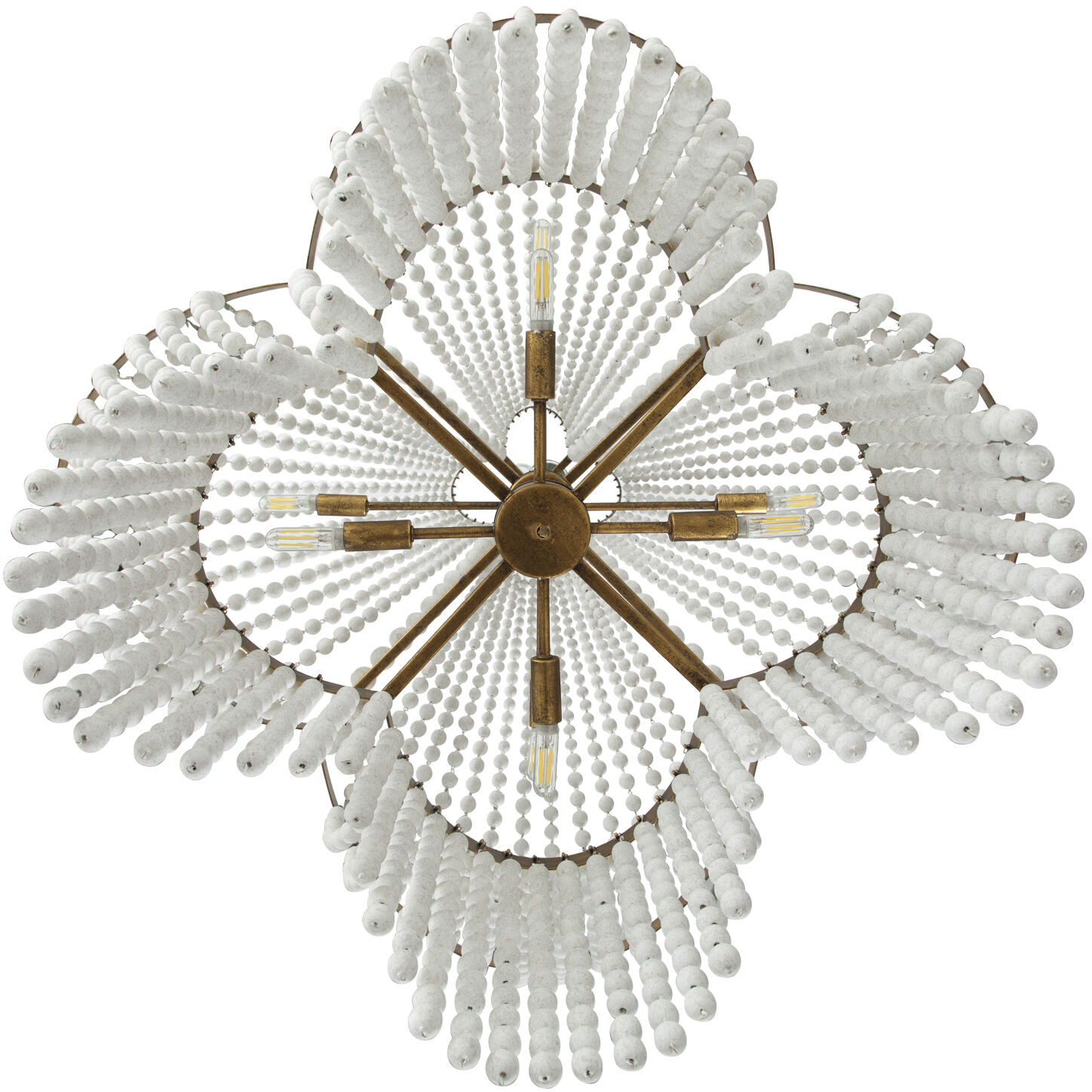 Annabelle 4 Light 43 inch Antique White / Gilded Gold Chandelier Ceiling Light