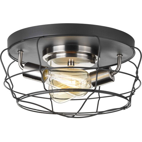 Gauge 2 Light 14 inch Graphite Flush Mount Ceiling Light