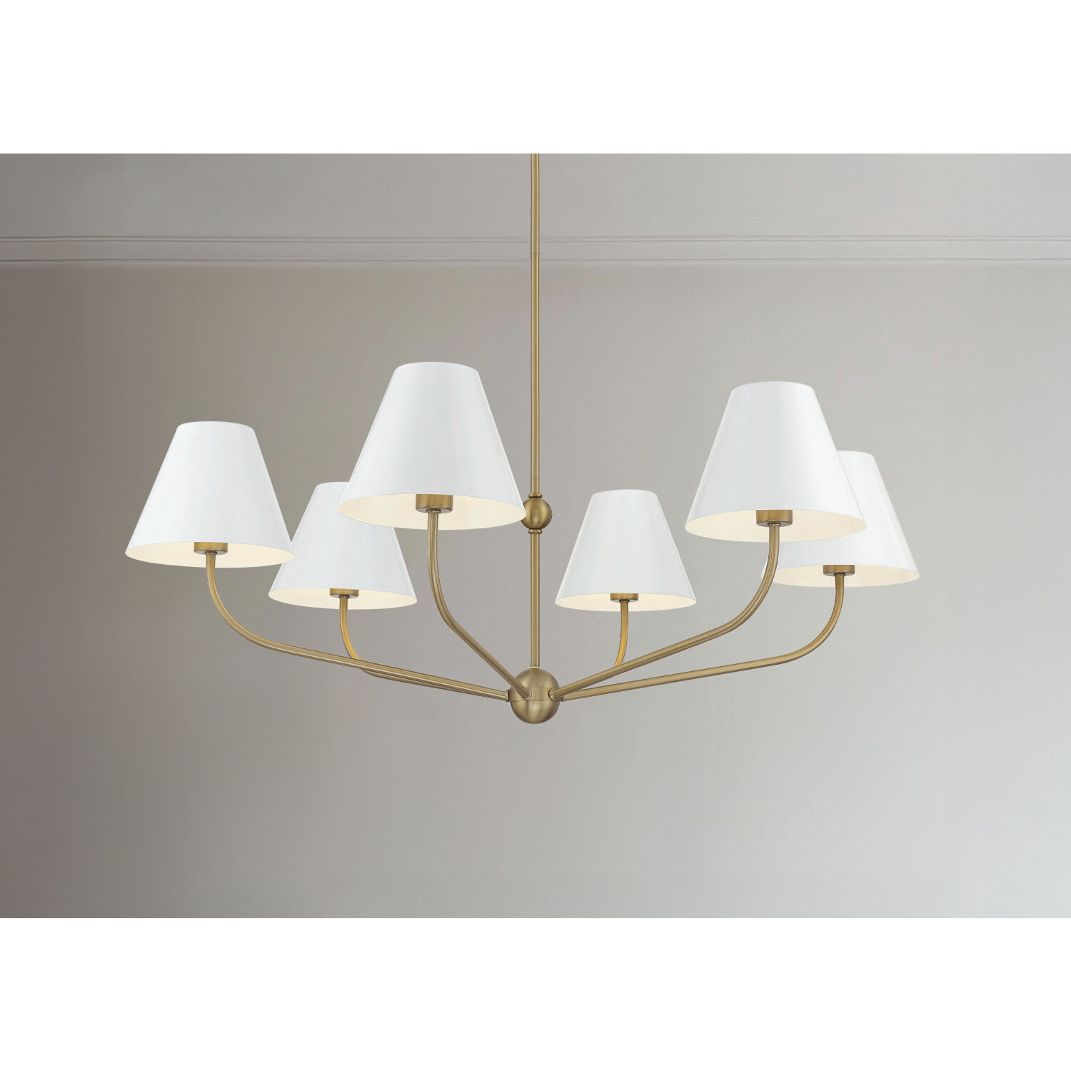 Xavier 6 Light 40 inch Vibrant Gold Chandelier Ceiling Light in Vibrant Gold and White