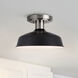 Bello 1 Light 10 inch Brushed Nickel/Matte Black Semi Flush Ceiling Light