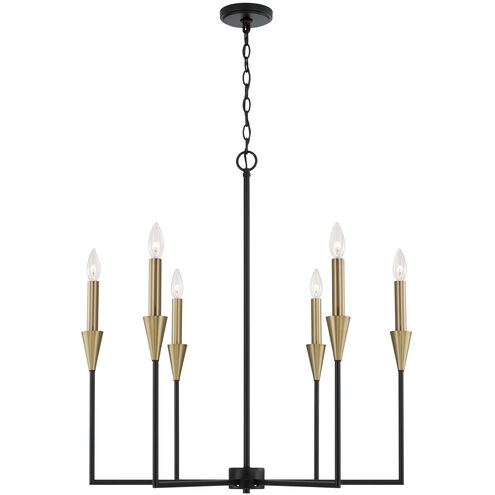 Avant 6 Light 29 inch Aged Brass and Black Chandelier Ceiling Light