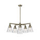 Franklin Restoration Small Cone 6 Light 30 inch Antique Brass Chandelier Ceiling Light in Incandescent, Matte White Glass, Franklin Restoration