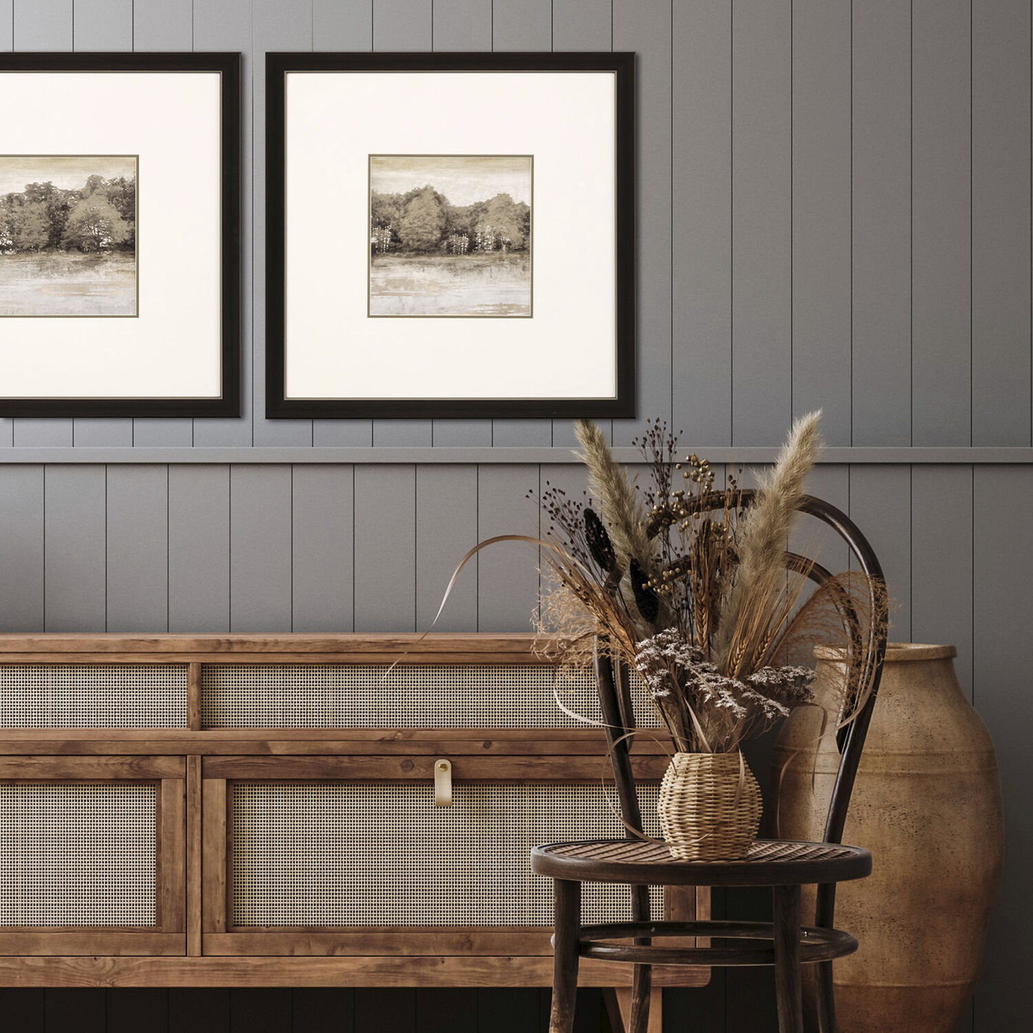 Autumnal Glade Neutral and Brown Framed Art, Propac