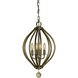 Dewdrop 4 Light 12 inch Antique Brass Mini Chandelier Ceiling Light