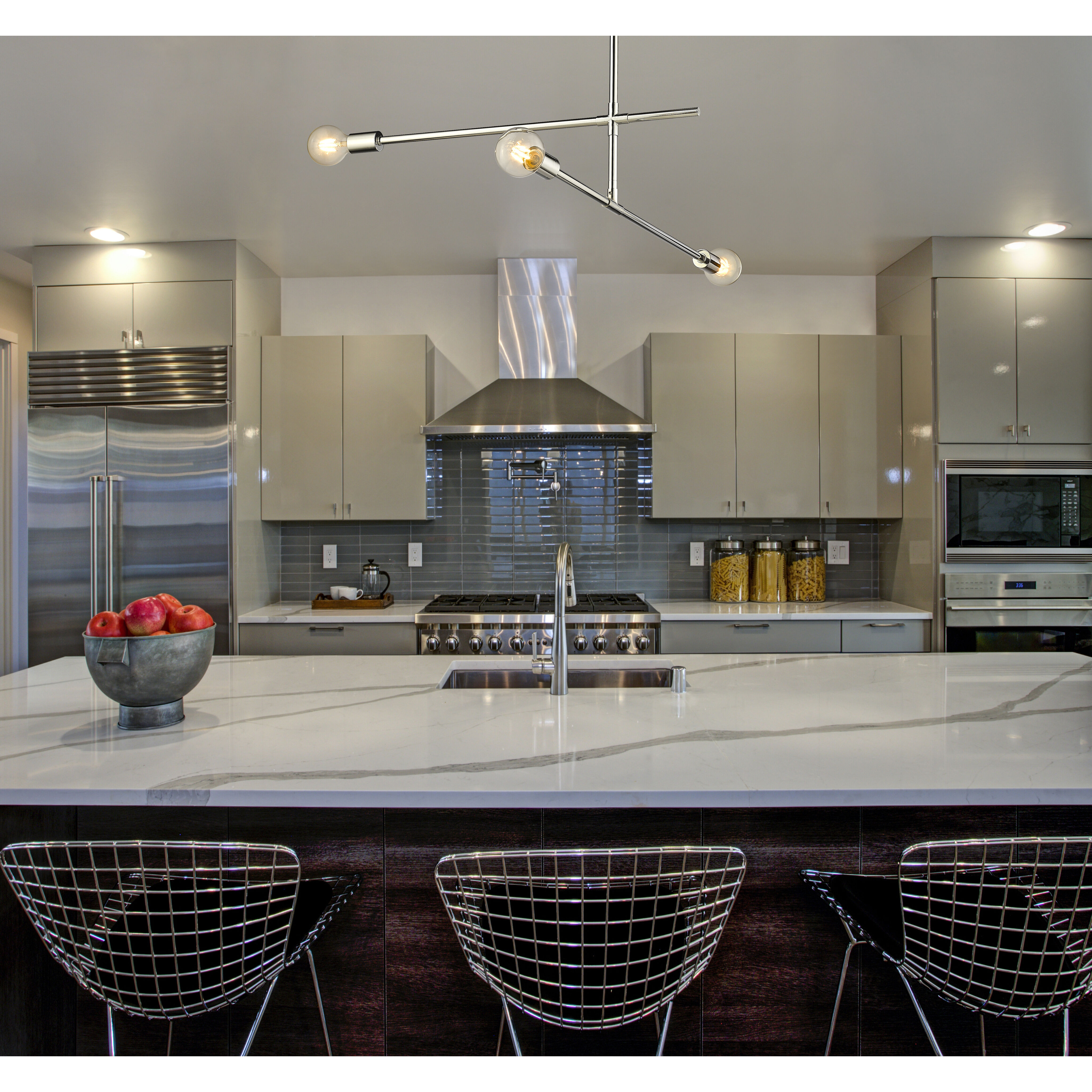 Modernist 3 Light 4.75 inch Chrome Chandelier Ceiling Light